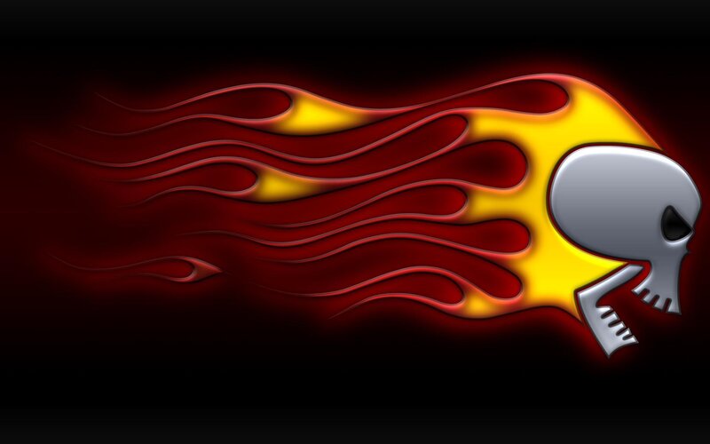 Skull with Flames — Yellow