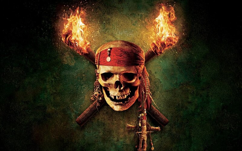 skull with flaming swords