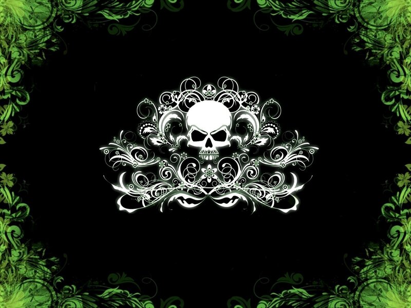 skull with floral design
