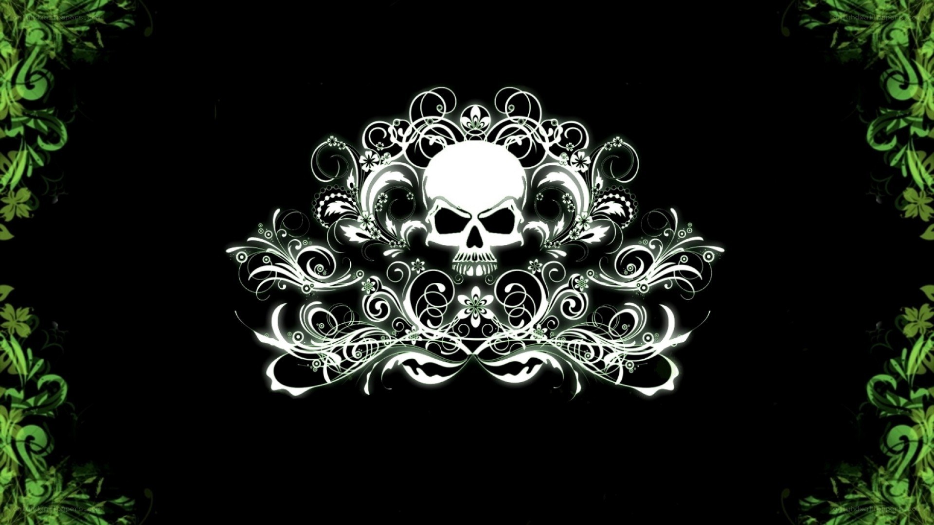 skull with floral design