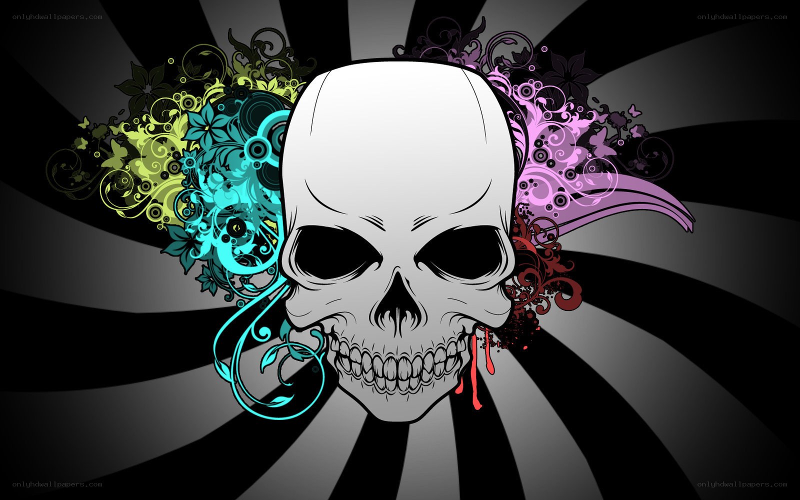 skull with floral design