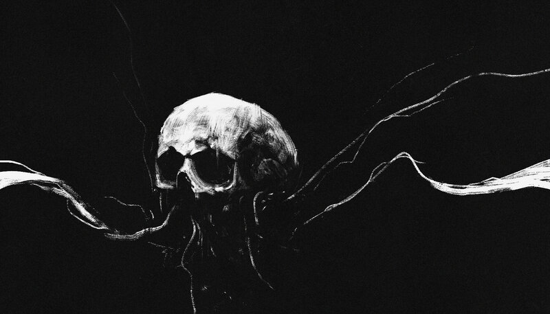 Skull with Flowing Lines