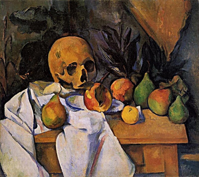Skull with Fruit Still Life
