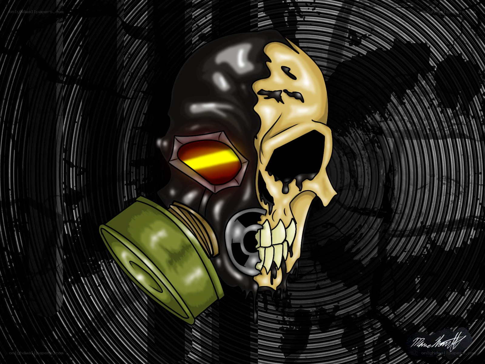 skull with gas mask