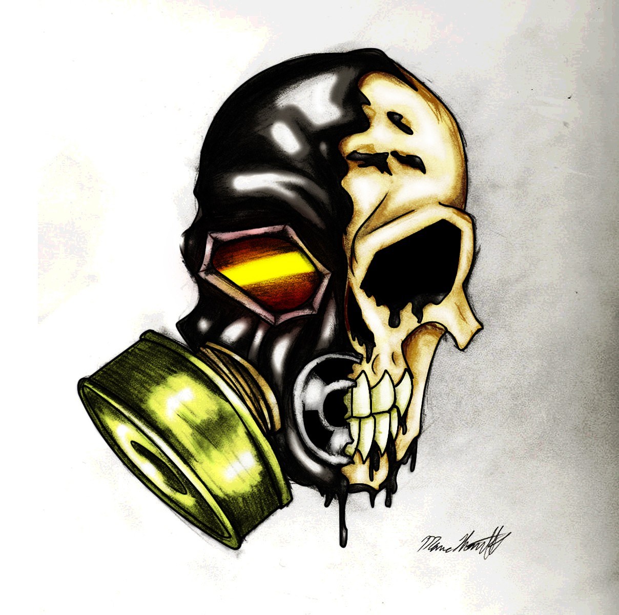 skull with gas mask