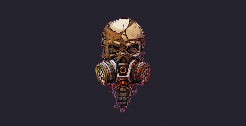 Skull with Gas Mask — Black, Dark