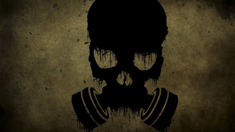 Skull with Gas Mask — Black