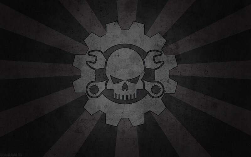 Skull with Gear and Wrenches