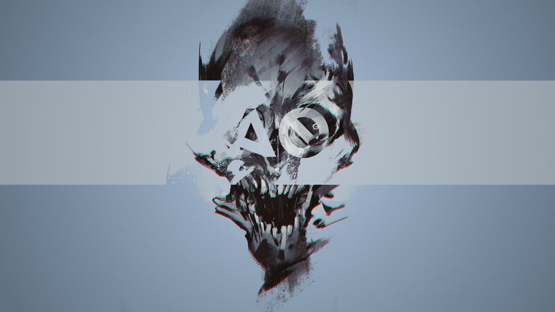 Skull with Glitch Effect — Gray