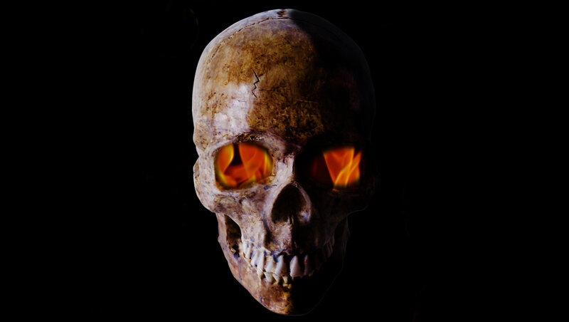 Skull with Glowing Eyes — Black, Dark, 3d Render