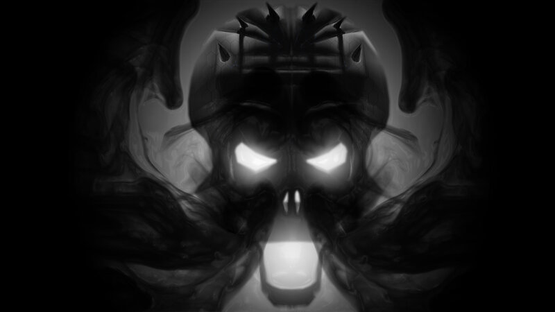Skull with Glowing Eyes — Black, Dark, Digital Art