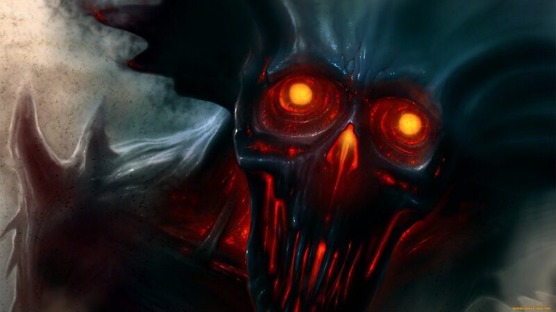 Skull with Glowing Eyes — Black, Dramatic