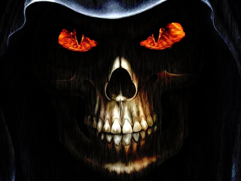 Skull with Glowing Eyes — Black