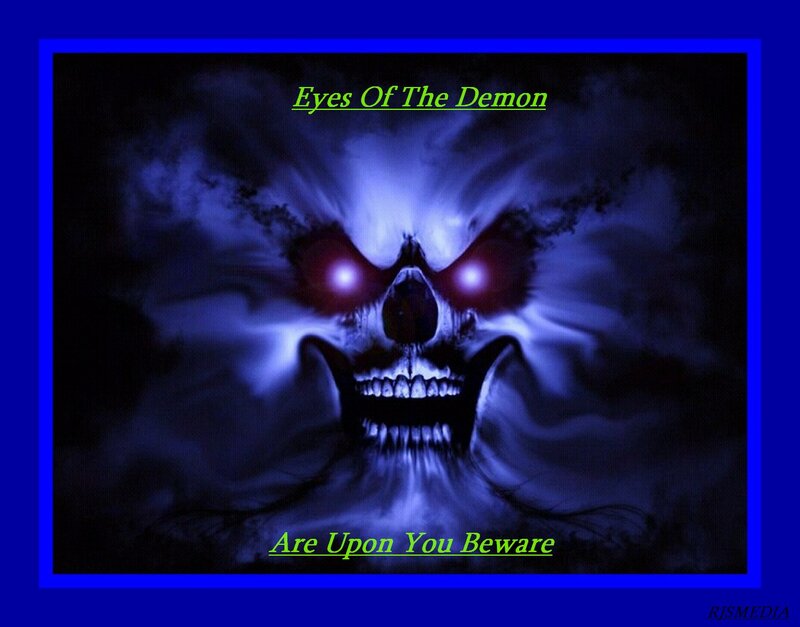 Skull with Glowing Eyes — Blue, Dark, Ominous