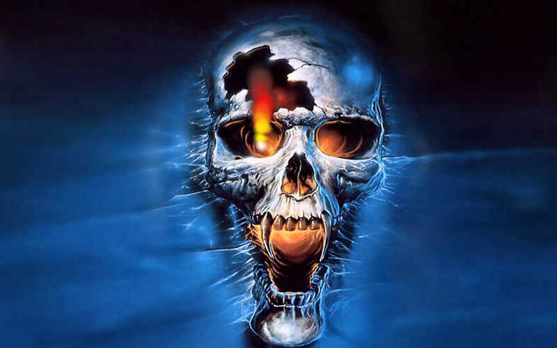 Skull with Glowing Eyes — Blue
