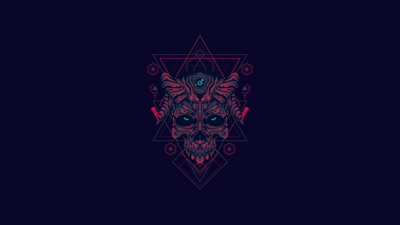Skull with Glowing Eyes — Dark Blue