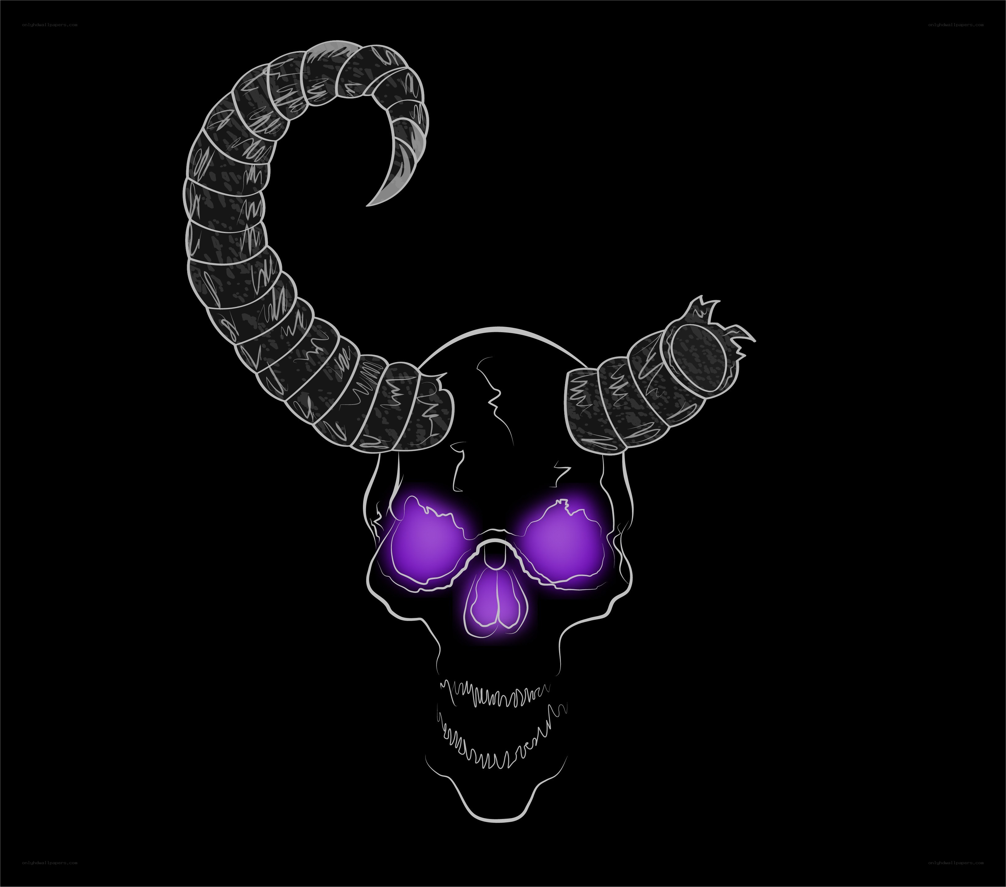 skull with glowing purple eyes