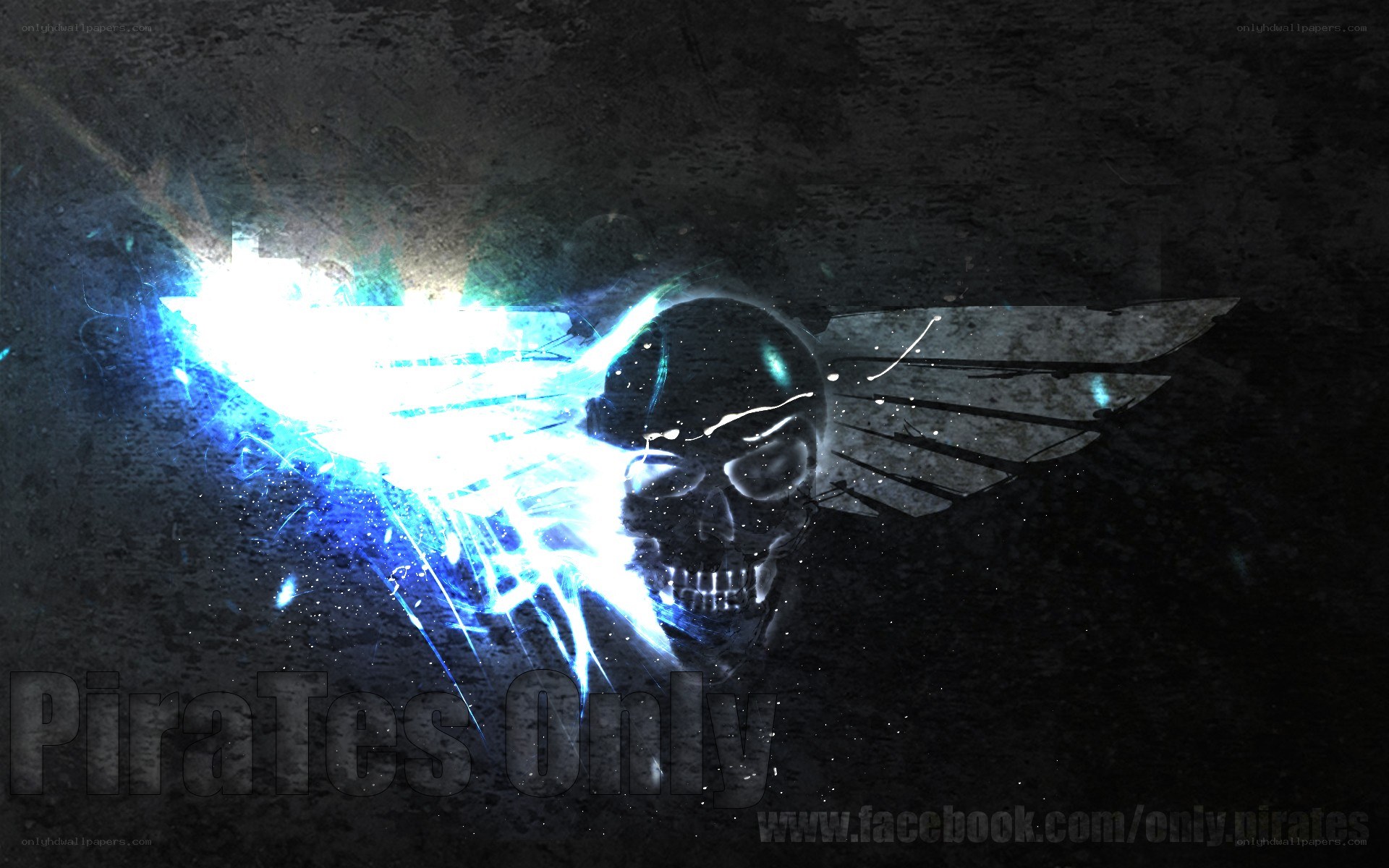 skull with glowing wings