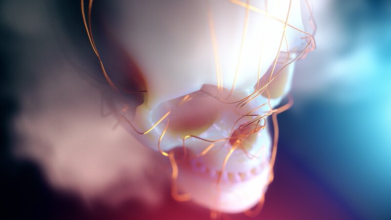 Skull with Glowing Wires
