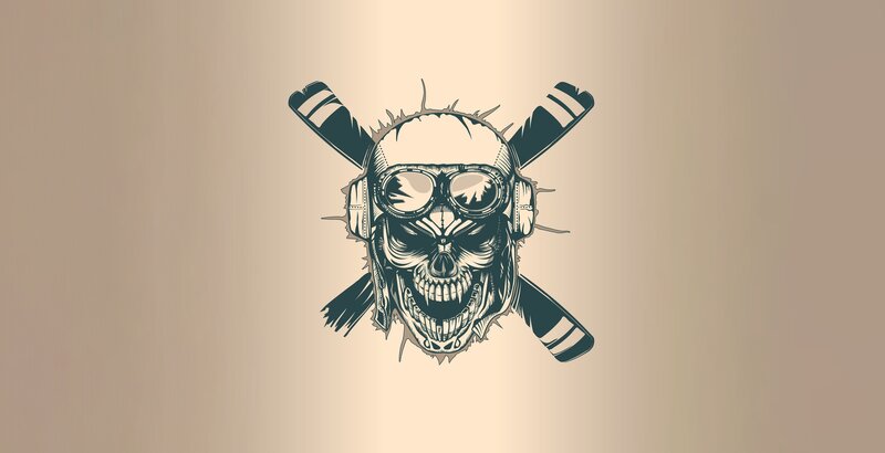 Skull with Goggles — Beige