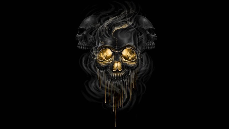 Skull with Golden Eyes — Black