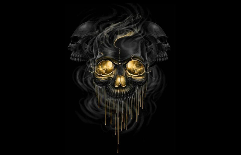 Skull with Golden Eyes