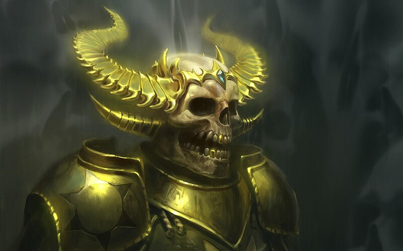 Skull with Golden Horns