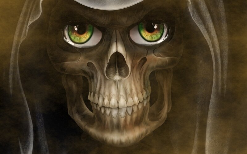 Skull with Green Eyes — Brown