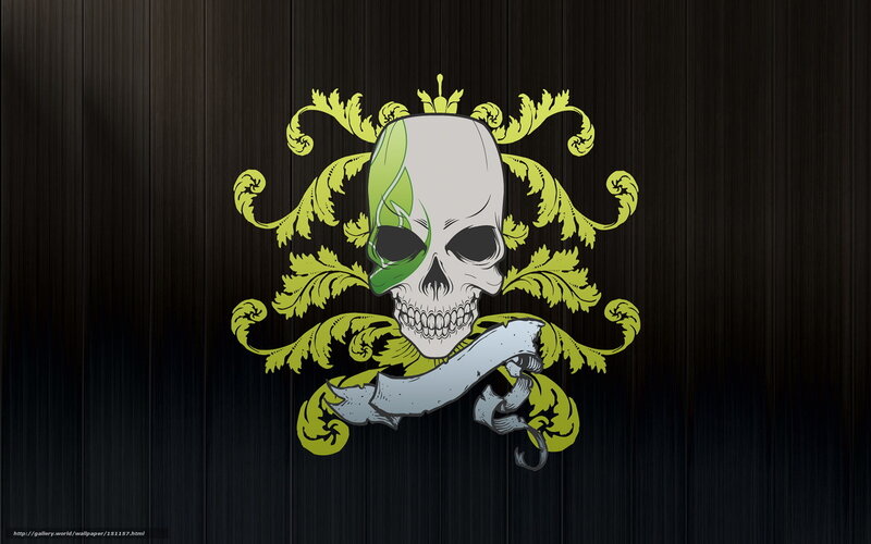 Skull with Green Leaf