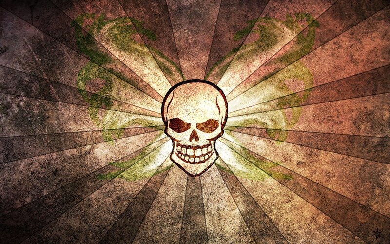 skull with green wings