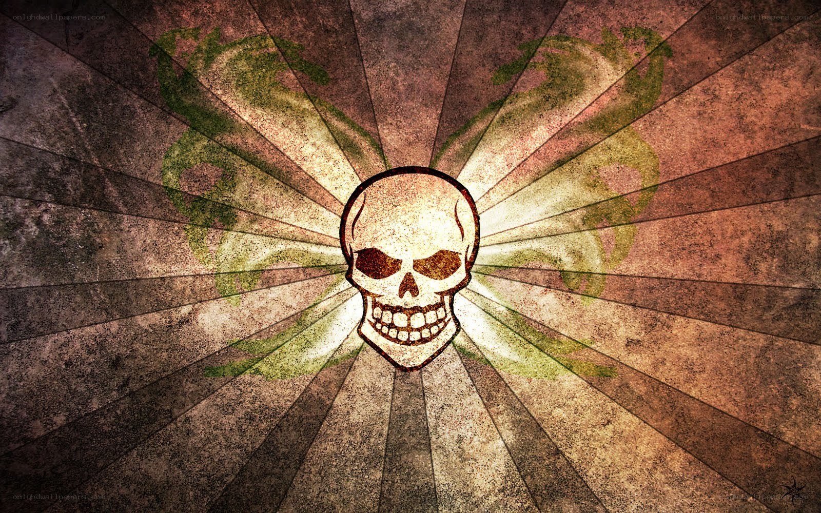 skull with green wings