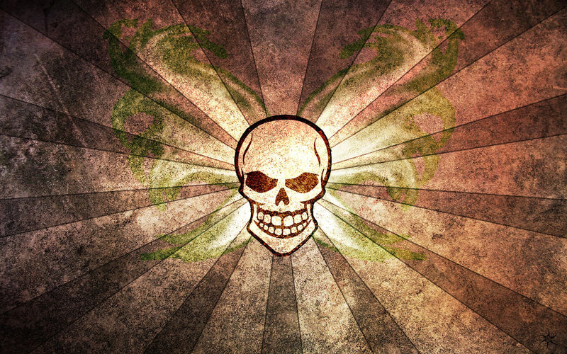 skull with green wings