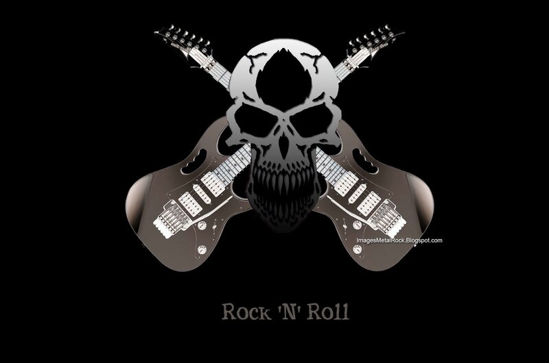 Skull with Guitars — Black, Dark, Digital Art, Text