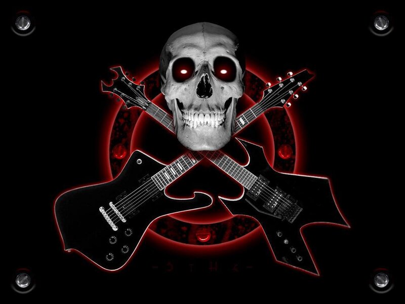 Skull with Guitars — Black