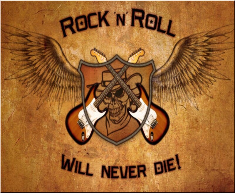 Skull with Guitars — Brown