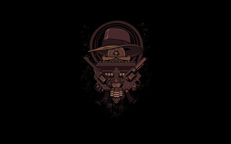 Skull with Guns and Hat