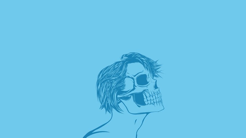 skull with hair illustration