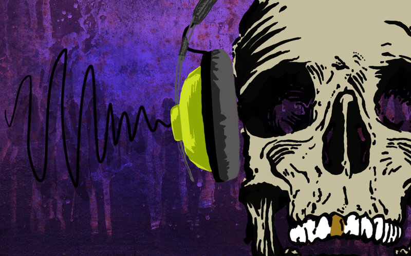 skull with headphones