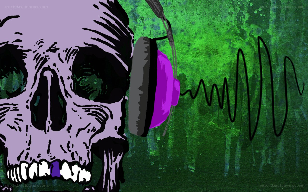 skull with headphones