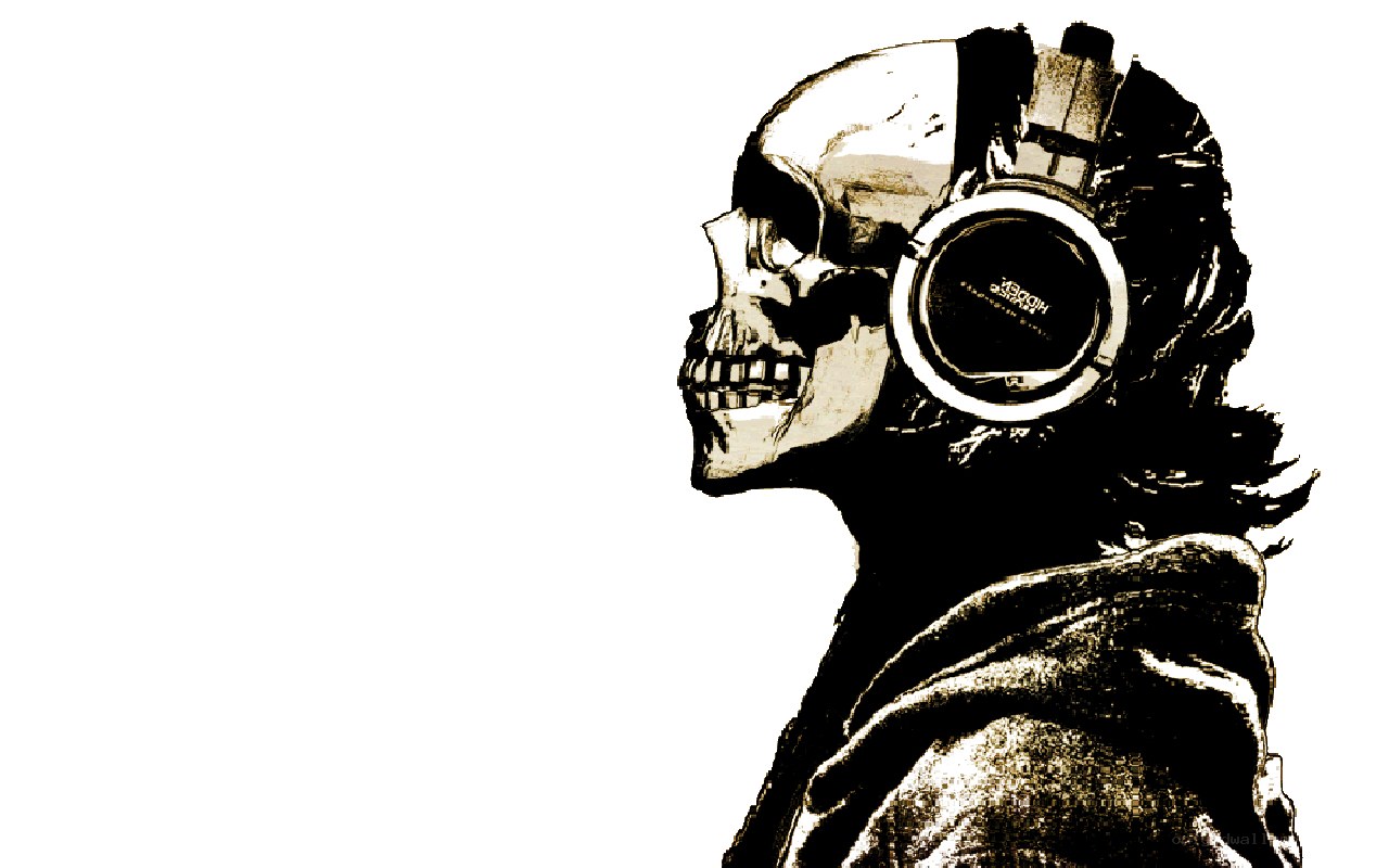 skull with headphones
