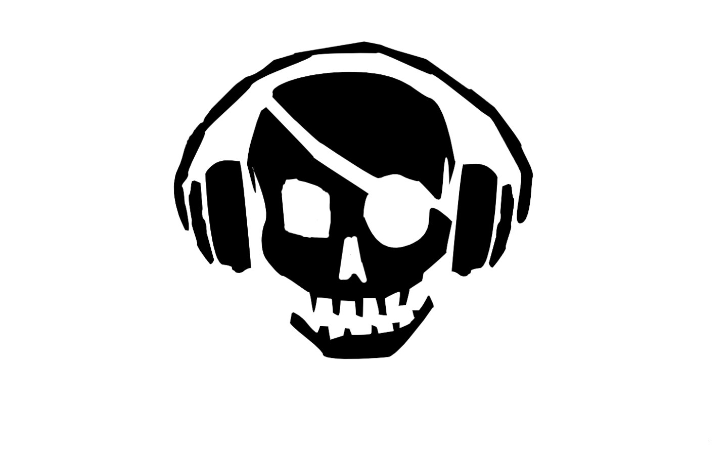 skull with headphones and eye patch