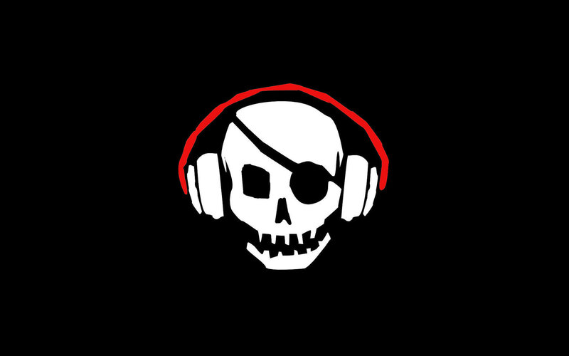 skull with headphones and eyepatch