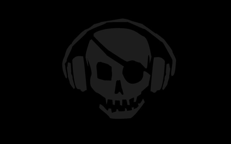 skull with headphones and eyepatch