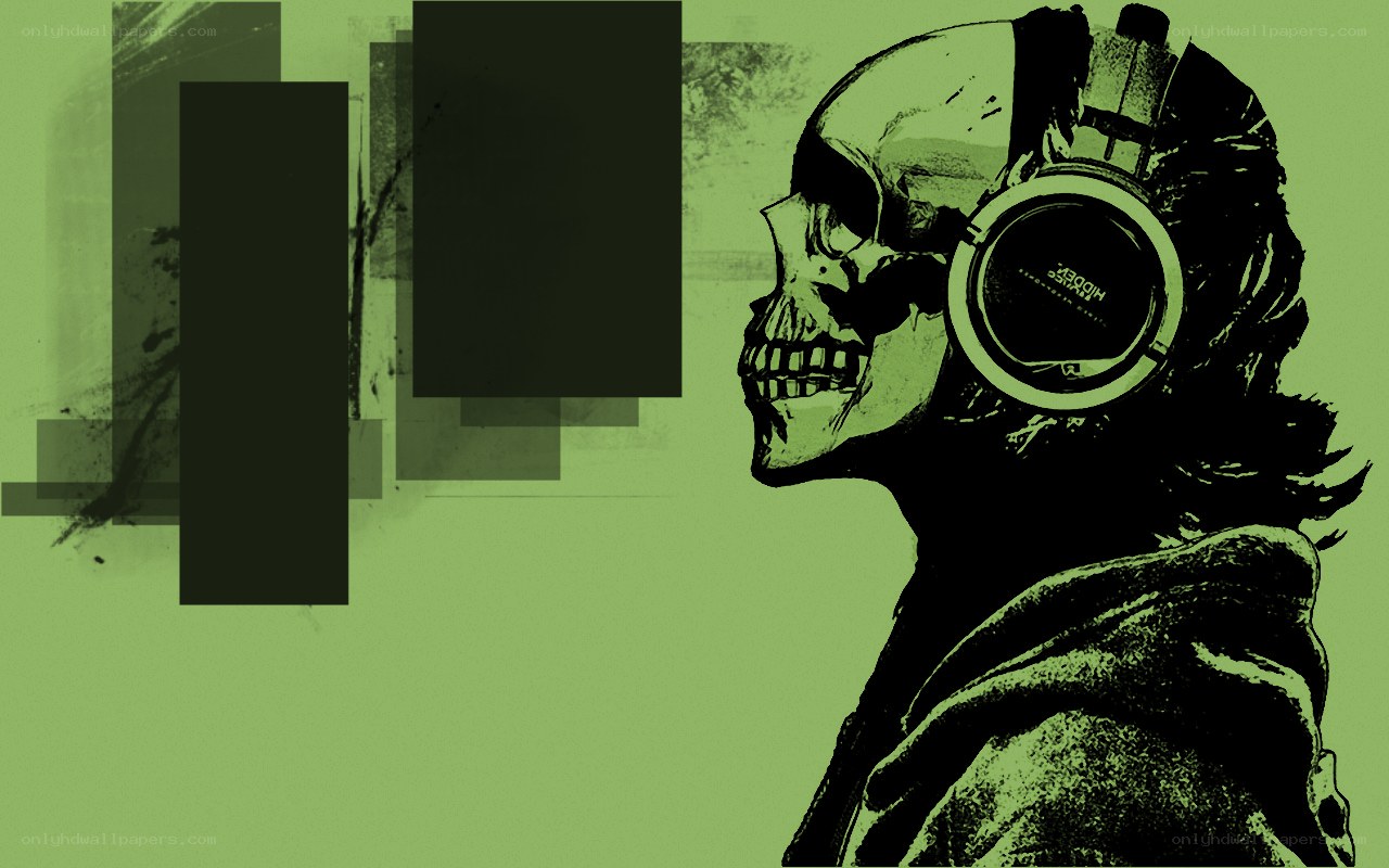 skull with headphones art