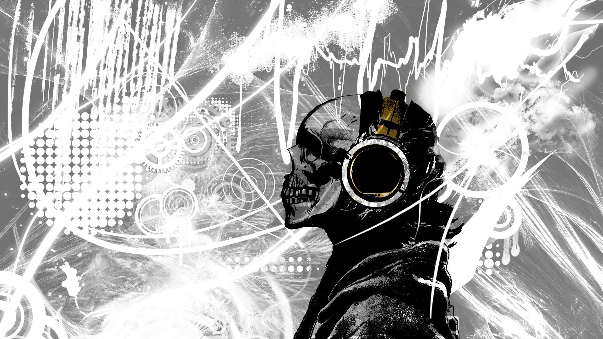 skull with headphones art