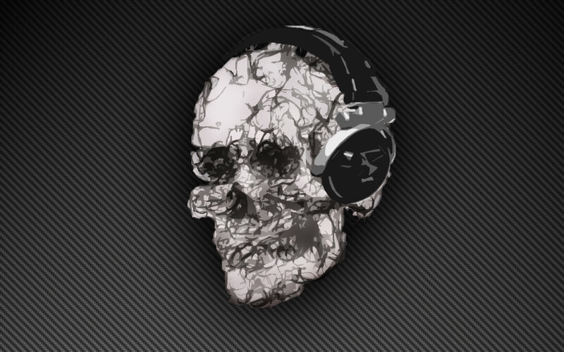 skull with headphones art