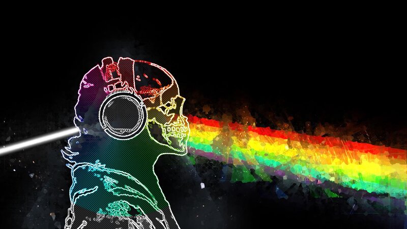 Skull with Headphones — Black, Dramatic, Digital Art