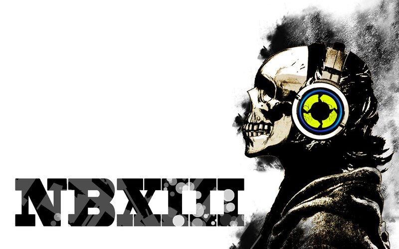 Skull with Headphones — Black, Dramatic