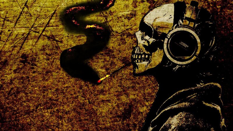 Skull with Headphones — Brown, Dark, Gritty