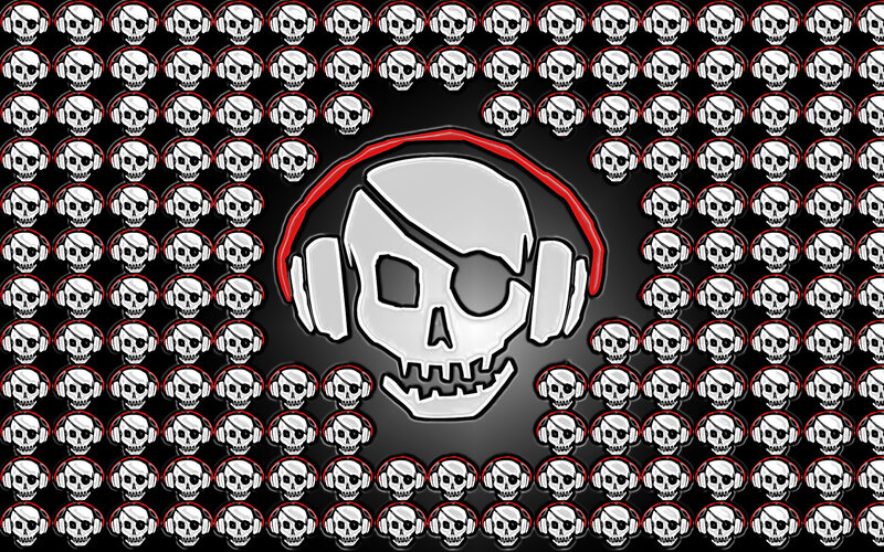 skull with headphones pattern